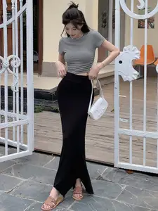 KPOP Flared Slip-On A-Line Maxi Skirts