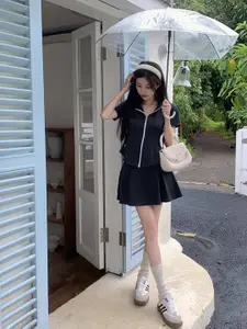 KPOP Navy Blue A-Line Mini Skirts