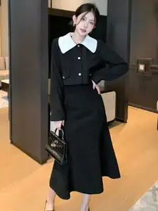 KPOP Black A-Line Maxi Skirts