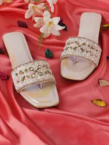 BAESD Embellished Open Toe Flats