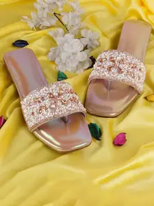 BAESD Embellished Open Toe Flats