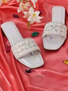 BAESD Embellished Open Toe Flats