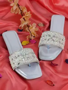 BAESD Embellished Open Toe Flats