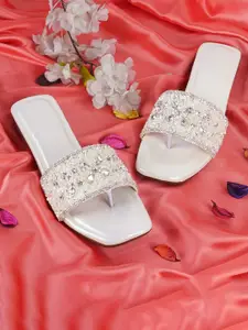 BAESD Embellished Open Toe Flats