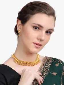 Anouk Gold-Plated Beaded Necklace and Earrings Set
