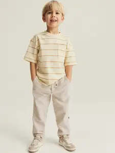 H&M Boys Pure Cotton Loose Fit Roll-Up Trousers