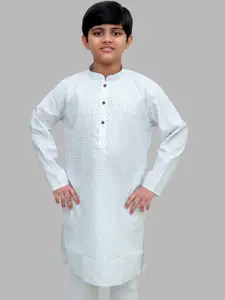 BAESD Boys Yoke Design Linen Mandarin Collar Chikankari Straight Kurta