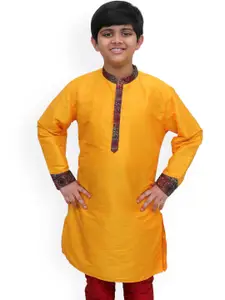 BAESD Boys Long Sleeves Mandarin Collar Silk Thread Work Kurta