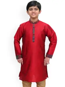 BAESD Boys Mandarin Collar Thread Work Straight Kurta