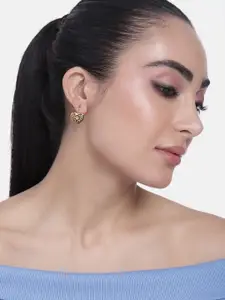 Estele Gold-Plated Heart Shaped Drop Earrings