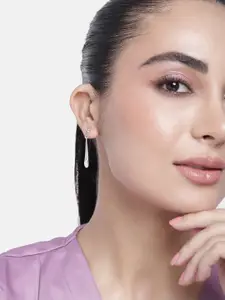 Estele Rhodium-Plated Classic Drop Earrings