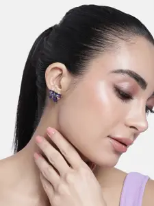 Estele Gold-Plated Leaf Shaped Enamelled Studs