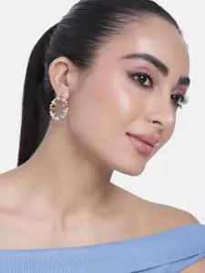 Estele Rose-Gold Plated Pearls-Studded Circular Studs Earrings