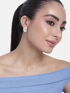 Estele Rose-Gold Plated Crystals-Studded Quirky Studs Earrings