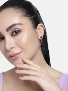 Estele Gold-Plated Teardrop Shaped Enamelled Drop Earrings