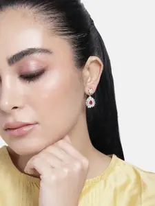 Estele Gold-Plated CZ Floral Drop Earrings