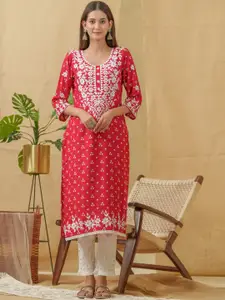 Sangria Bandhani Printed Thread Work Straight Kurta