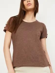 max Round Neck Short Sleeves Cotton Top