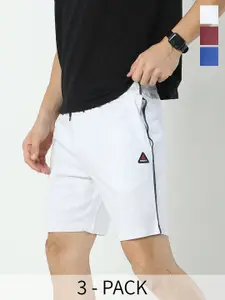 ARDEUR Men Pack Of 3 Mid-Rise Cotton Sports Shorts