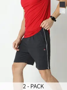 ARDEUR Men Pack Of 2 Mid-Rise Cotton Sports Shorts