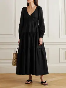 TIRA v-Neck Puff Sleeve Fit and Flare Dress