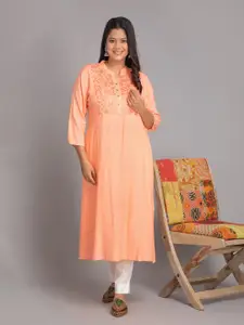 SUTI Plus Size Floral Embroidered Straight  Kurta