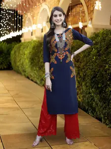 7Threads Ethnic Motifs Printed Straight Kurta