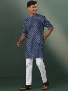 VASTRAMAY Floral Printed Roll-Up Sleeves Kurta With Pyjama