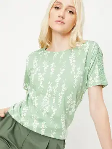 max Floral Printed Round Neck Cotton T-shirt