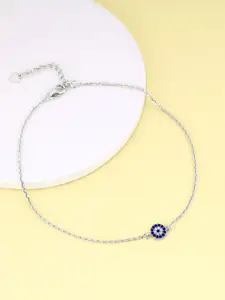 GIVA Set of 2 Rhodium-Plated 925 Sterling Silver stones Studded Anklets