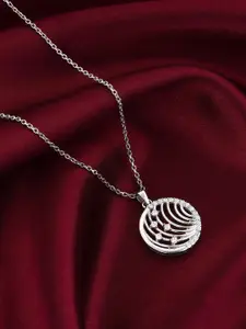 GIVA Rhodium-Plated Contemporary Pendants with Chains
