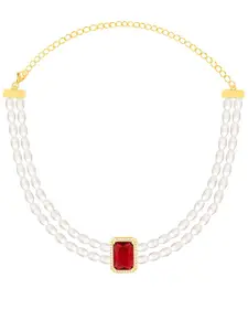 GIVA Sterling Silver Gold-Plated & Beaded Necklace