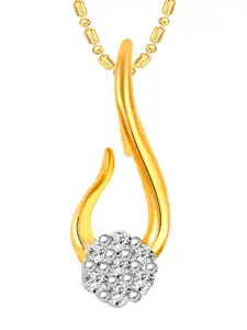 Vighnaharta Gold-Plated Cubic Zirconia Studded Floral Pendant With Chain