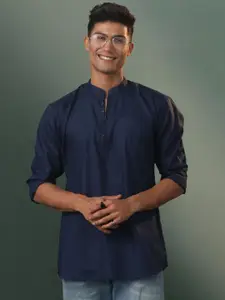 VASTRAMAY Mandarin Collar Cotton Short Kurta