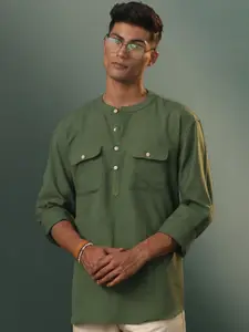 VASTRAMAY Mandarin Collar Straight Short Kurta