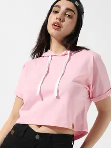 Campus Sutra Hooded Cotton Crop Top