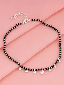 GIVA Rhodium-Plated 925 Sterling Silver Crystal Studded Anklets