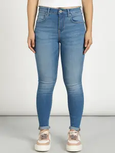 Lee Women Skinny Fit High-Rise Slash Knee Light Fade Stretchable Jeans