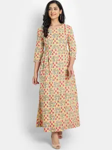 SUTI Floral Printed  Cotton Flared Kurta