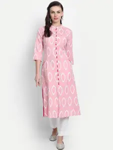 SUTI Ikat Printed Mandarin Collar A-line Kurta