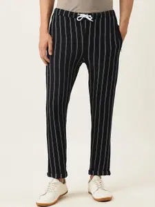Campus Sutra Evenging Wear Men Striped Cotton Mid-Rise Track Pants