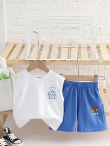 INCLUD Boys Bear Printed Sleeveless T-shirt With Shorts