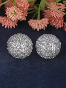 AURAA TRENDS Rhodium-Plated Artificial Stones Studded Contemporary Studs Earrings