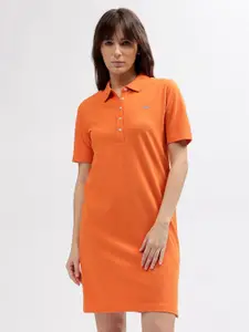GANT Women Solid Polo Collar Pure Cotton Slim Fit T-shirt Dress