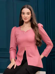 DAEVISH Puff Sleeves Sweetheart Neck A-Line Top