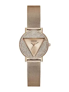 GUESS Women Embellished Dial & Metal Straps Analogue Watch GW0671L3