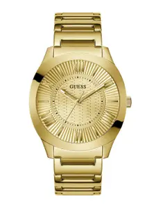 GUESS Men Patterned Dial & Stainless Steel Bracelet Style Straps Analogue Watch GW0727G1
