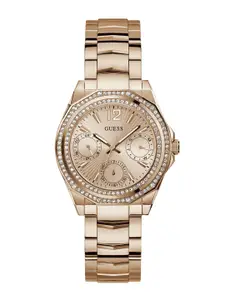 GUESS Women Textured Dial & Stainless Steel Straps Analogue Watch GW0685L3