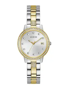 GUESS Women Printed Dial & Stainless Steel Bracelet Style Straps Analogue Watch GW0725L1