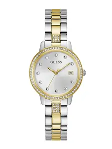 GUESS Women Embellished Dial & Stainless Steel Analogue Calendar Watch GW0725L1